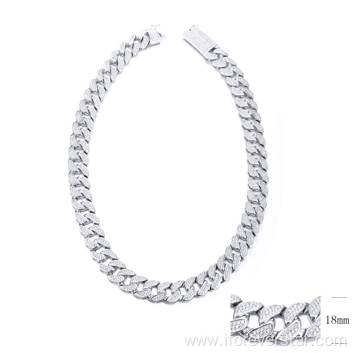 Diamond Bling Prong 925 Silver Cuban Chain